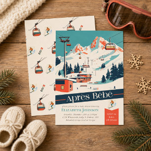 Après Bébé Retro Ski-Baby-Shower-Einladung Einladung