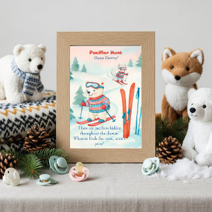 Après Bébé Ski Baby Boho Schnuller Jagd Spiel Einladung