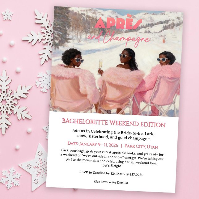 Après & Champagne Bachelorette Weekend Getaway Einladung (Von Creator hochgeladen)