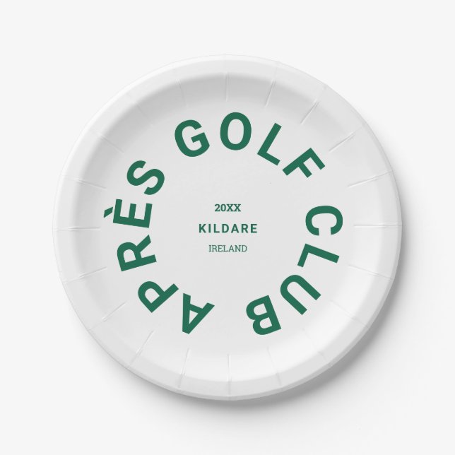 Après Golf Club Forest Green Golfers Soziales Wapp Pappteller (Vorderseite)