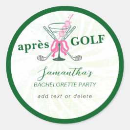 Aprés Golf Martini Coquette Schleifchen Junggesell Runder Aufkleber