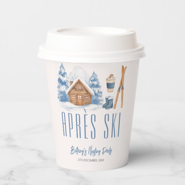 Apres Ski Baby Dusche Winter Nesting Party Pappbecher (Vorderseite)
