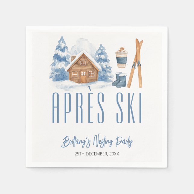 Apres Ski Baby Dusche Winter Nesting Party Serviette (Vorderseite)