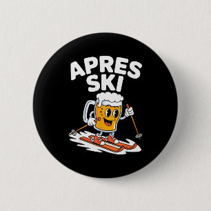 Apres-Ski-Bierbecher Skifahren lustiger Winterurla Button
