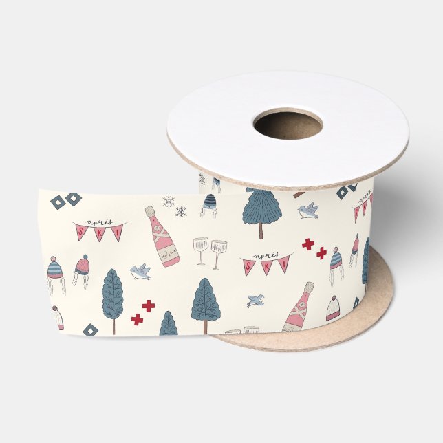 Apres Ski Champagne Pink Wintergeschenk Wrap Satinband (Spule)