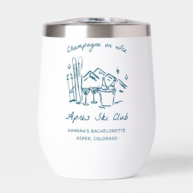 Après-Ski-Champagner auf Eis Winter-Junggesellinne (Vorderseite)