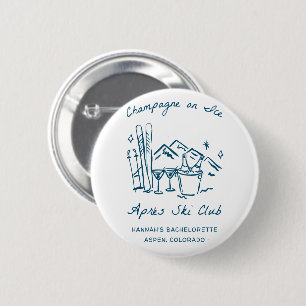 Après-Ski-Champagner auf Eis Winter-Junggesellinne Button