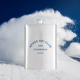 Après Ski Club Blue Winter Ski Resort Wappen Flachmann