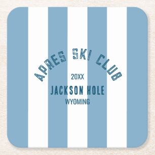 Apres Ski Club Retro Blue Cabana Party Rechteckiger Pappuntersetzer