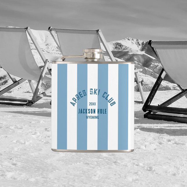 Apres Ski Club Retro Blue Streifen Custom Lage Flachmann (Von Creator hochgeladen)