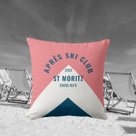 Après Ski Club Rosa Navy Retro Art Ski Deco Kissen