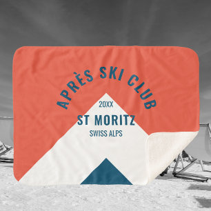 Après Ski Club Rote Navy Vintag Winter Sherpadecke