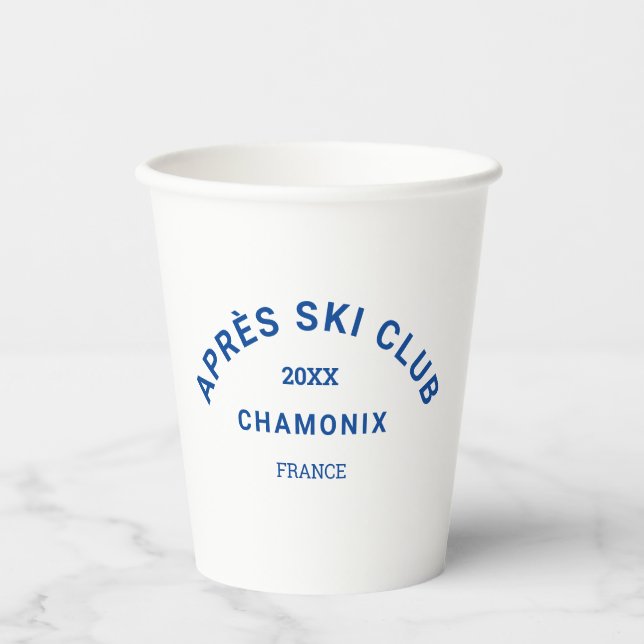 Après Ski Club Winter Blue Ski Resort Wappen Pappbecher (Vorderseite)