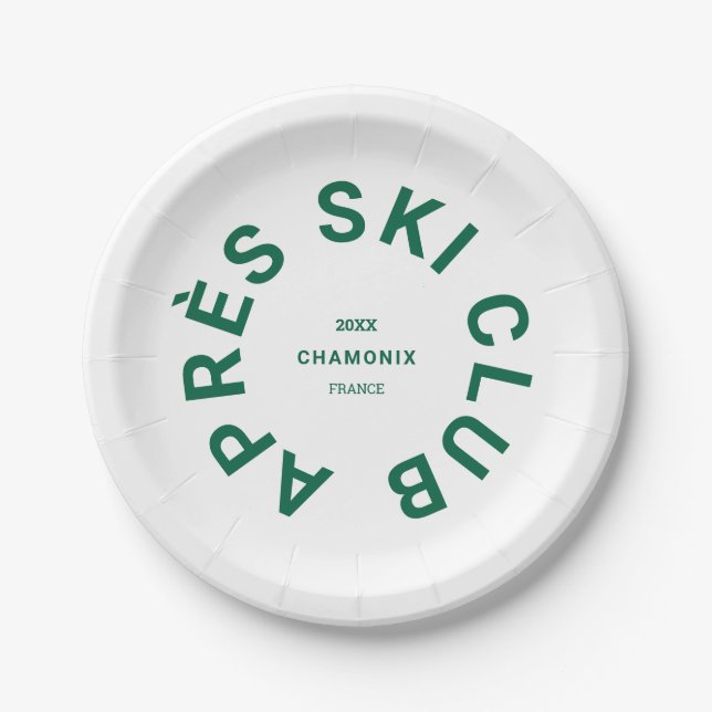 Après Ski Club Winter Green Ski Resort Wappen Pappteller (Vorderseite)
