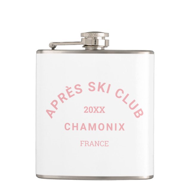 Après Ski Club Winter Pink Ski Resort Wappen Flachmann (Vorderseite)