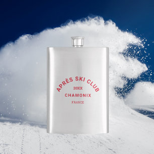 Après Ski Club Winter Red Ski Resort Wappen Flachmann