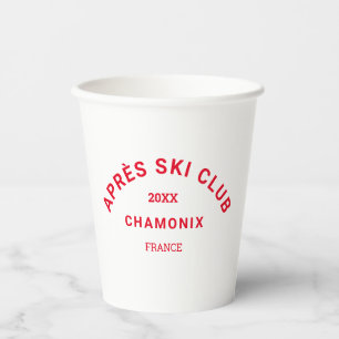 Après Ski Club Winter Red Ski Resort Wappen Pappbecher
