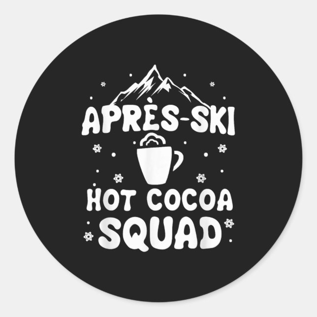 Apres Ski Cocoa Squad Niedlicher Skifahrer Runder Aufkleber (Vorderseite)