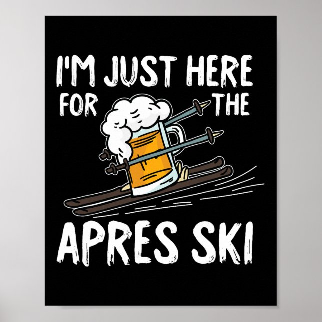 Apres Ski Funny Skier Winter Skipass Poster (Vorne)