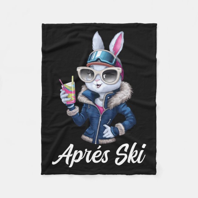 Apres Ski Hat Party Design Ski Bunny Skier Outfit  Fleecedecke (Vorderseite)
