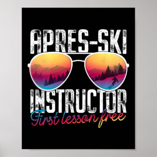 Apres Ski Instructor Erste Lektion Freier Skifahre Poster