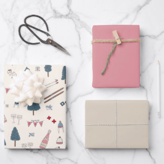 Apres Ski Lover Winter Pink Champagne Geschenkpapier Set