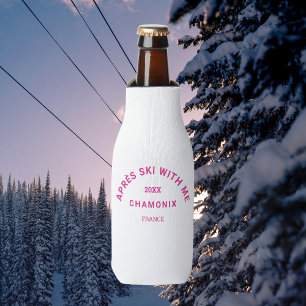 Après Ski mit mir Hot Pink Ski Wappen Party Flaschenkühler