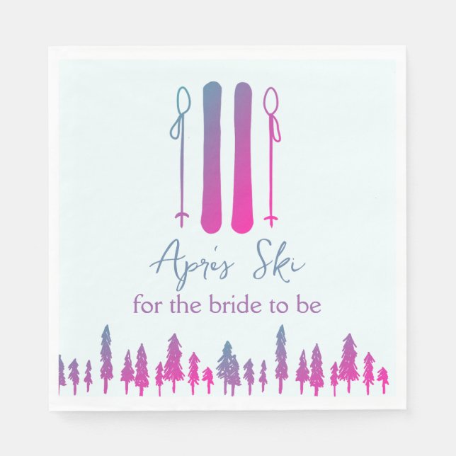 Apres Ski Neon Winter Junggeselinnen-Abschied Serviette (Vorderseite)