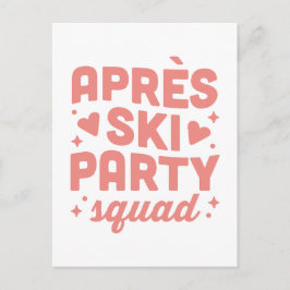 Apres-Ski-Party Mädchen Gruppe rosa Ästhetik Einladungspostkarte