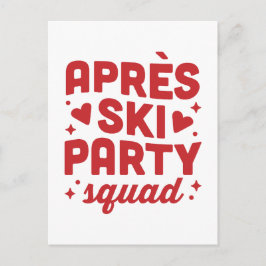 Apres ski party squad holiday red aesthetic einladungspostkarte
