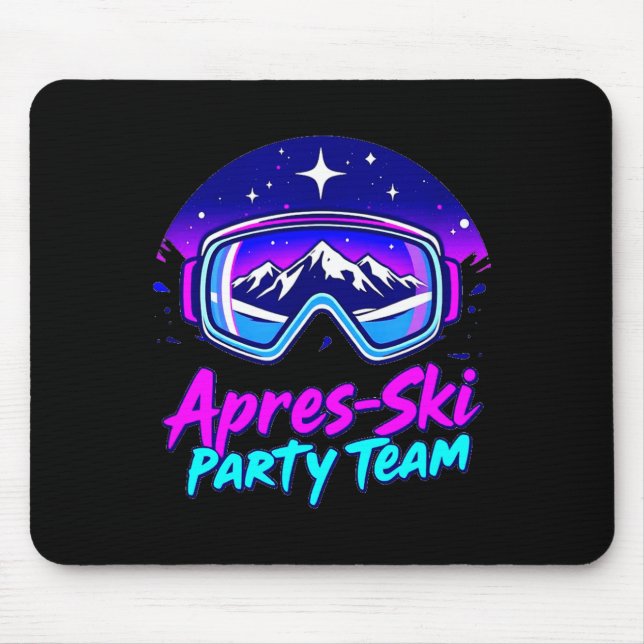 Apres-Ski-Party-Vibes – schneebedeckte Bergnachtle Mousepad (Vorne)