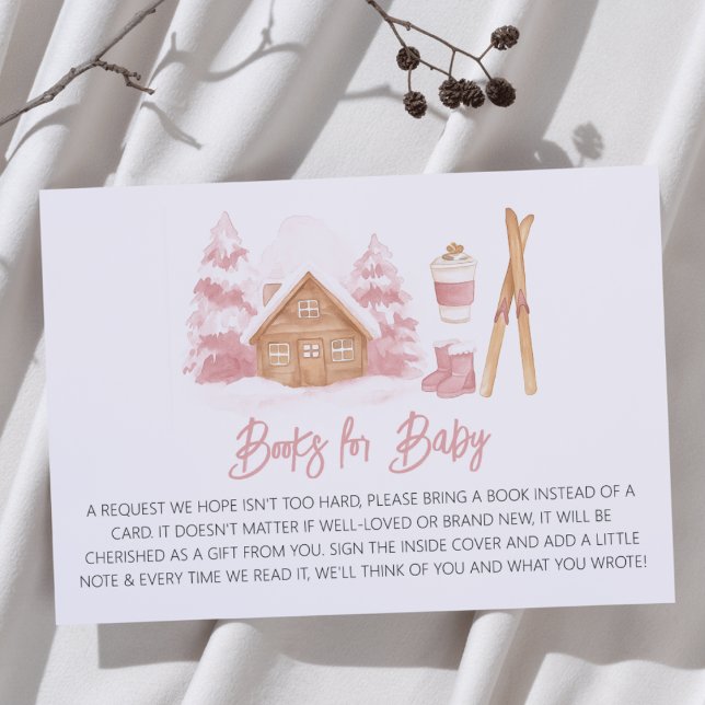 Apres Ski Pink Babydusche Bücher für Baby Begleitkarte (Von Creator hochgeladen)
