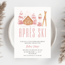 Apres Ski Pink Winter Nesting Baby Dusche Einladung