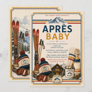 Après Ski Retro Alpen Chalets Baby Shower Einladung