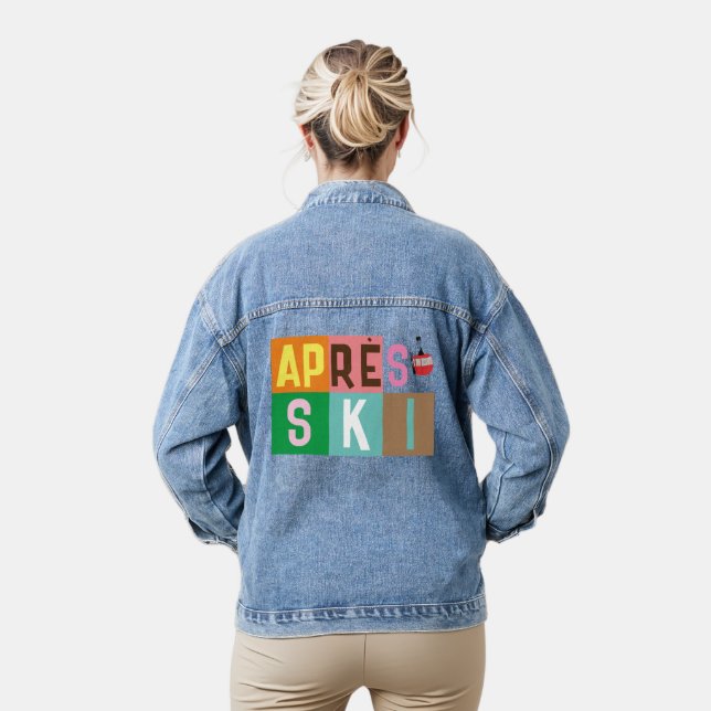Après-ski Retro Ski Skifahrer - Farbblock Jeansjacke (Modell)