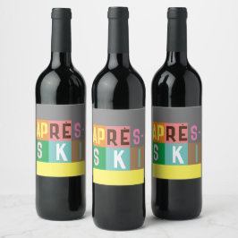 Après-ski Retro-Skier-Farbblock Weinetikett