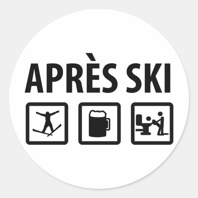 Apres Ski Runder Aufkleber (Vorderseite)