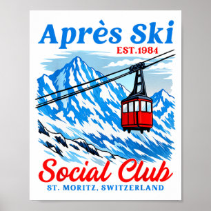 Après-Ski-Social Club Skifahren Skifahrer Snowboar Poster