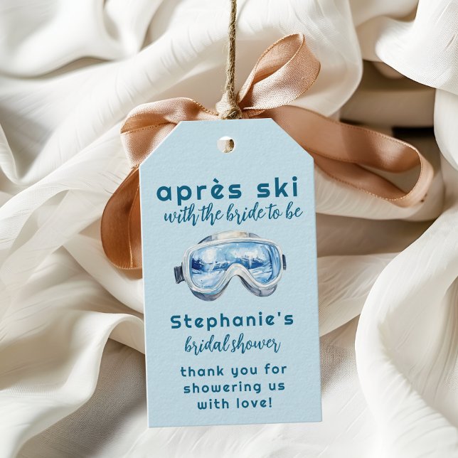 Apres Ski Sportliche Winter-Wasserfarben-Hochzeits Geschenkanhänger (Von Creator hochgeladen)