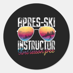 Apres-Ski-Trainer Erste Lektion Kostenlos Lustige Runder Aufkleber