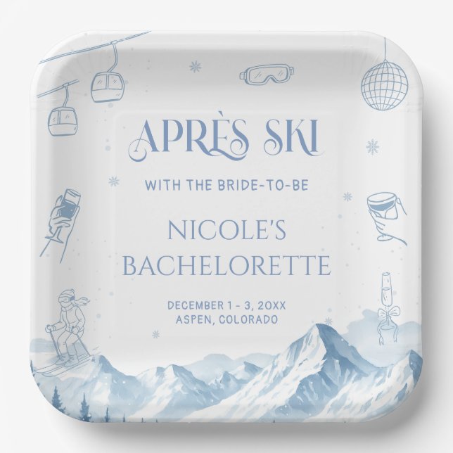 Après-Ski-Winter-Junggesellinnen-Abschiedsparty Pappteller (Vorderseite)