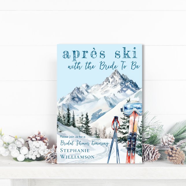 Apres Ski Winter Skifahren Brautparty Wasserfarbe Einladung (Von Creator hochgeladen)