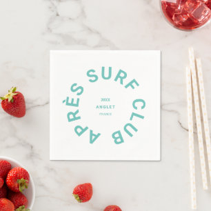 Après Surf Club Türkis Surfer Soziales Wappen Serviette