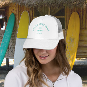 Après Surf Club Türkis Surfer Soziales Wappen Truckerkappe
