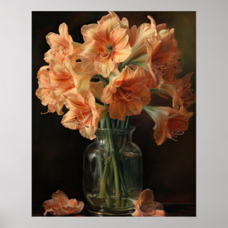 Apricot Amaryllis Fleurs Art Imprimer Poster