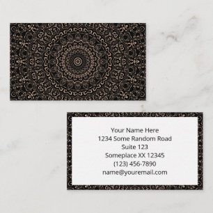 Apricot Beige Mandala mit eleganter Symmetrie Visitenkarte