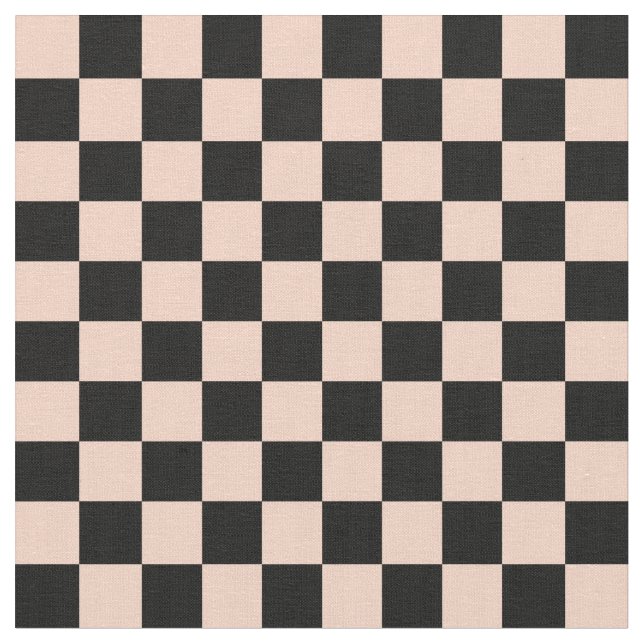 Apricot & Black Checkerboard Stoff (Nahaufnahme)