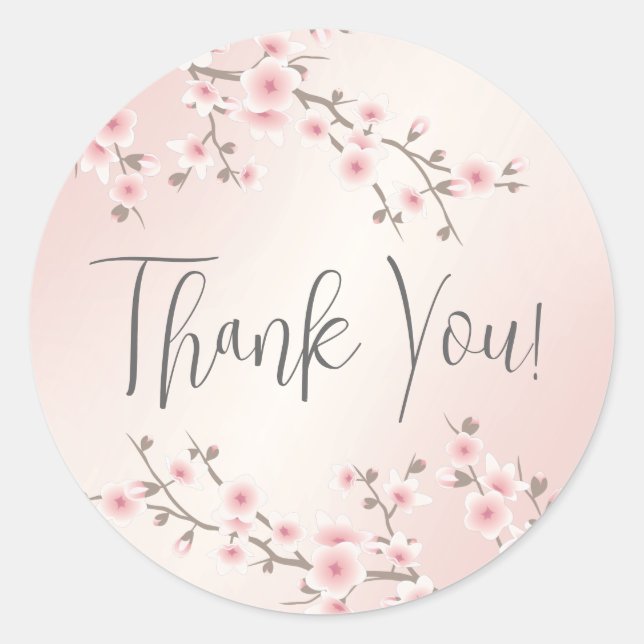 Apricot Cherry Blossom Vielen Dank Runder Aufkleber (Vorderseite)