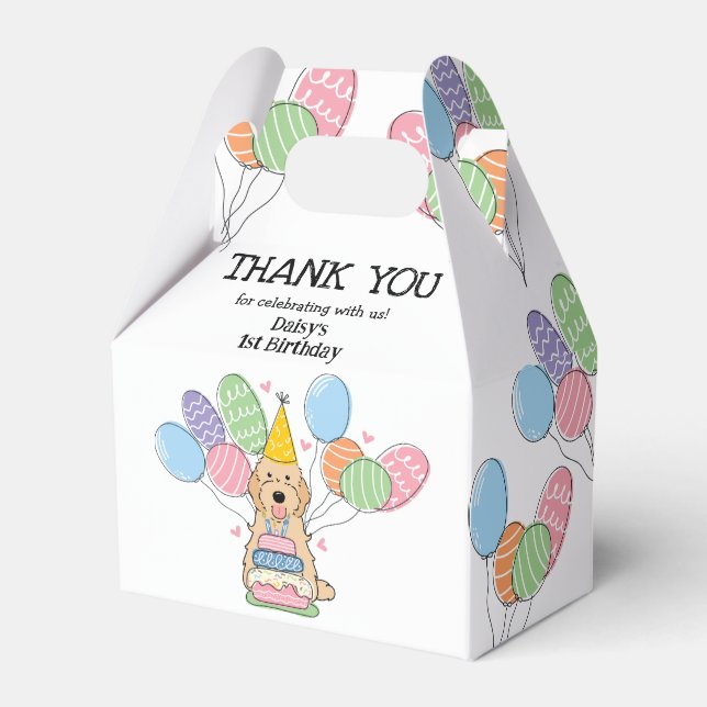 Apricot Cockapoo Cavapoo Geburtstag Vielen Dank Geschenkschachtel (Vorderseite)