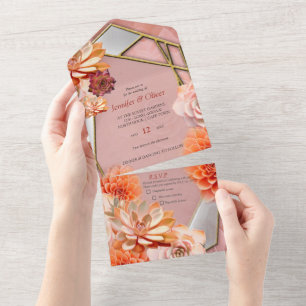 Apricot Crush Color 2024 mit Sukkulenten All In One Einladung